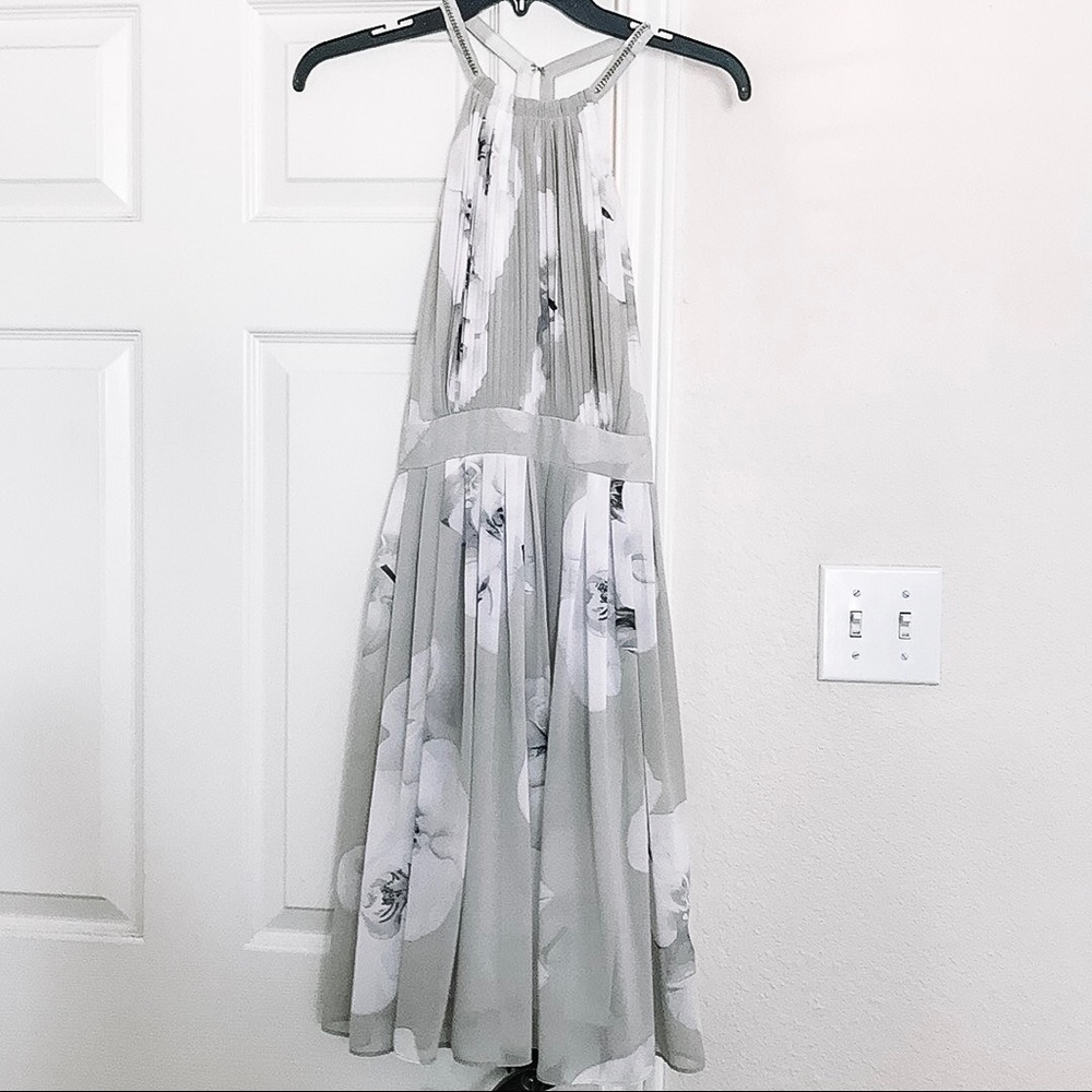 Calvin Klein Gray Floral Garden Dress